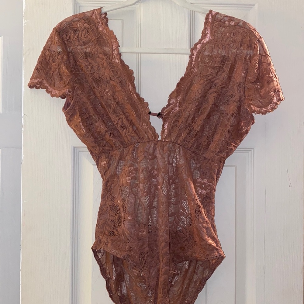 Lace bodysuit top. Open back